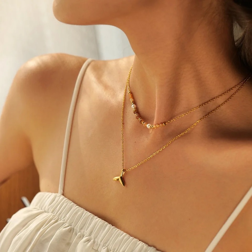 18k Gold Plated Mermaid Beads Necklace - Picture 3 of 9